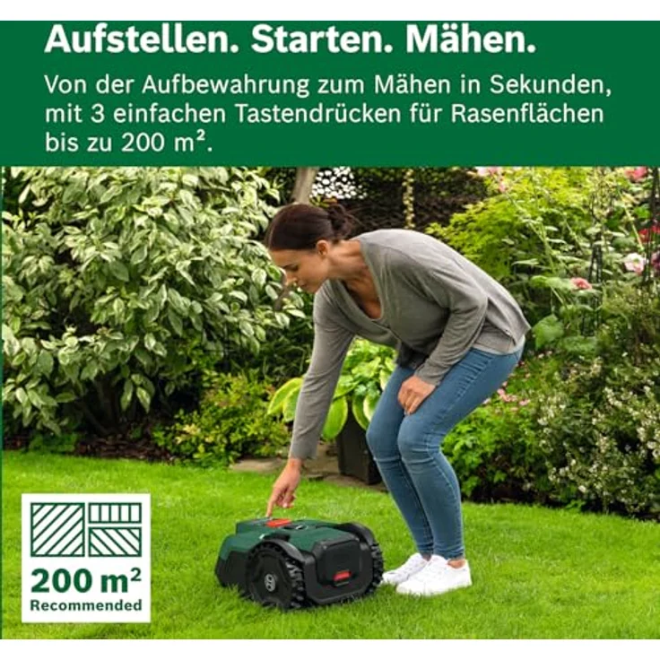 Bosch Home and Garden VISIMOW18V-200, Mähroboter für Rasenflächen bis 200 m² mit SmartVision-System und 18 cm Schnittbreite – Bild 4