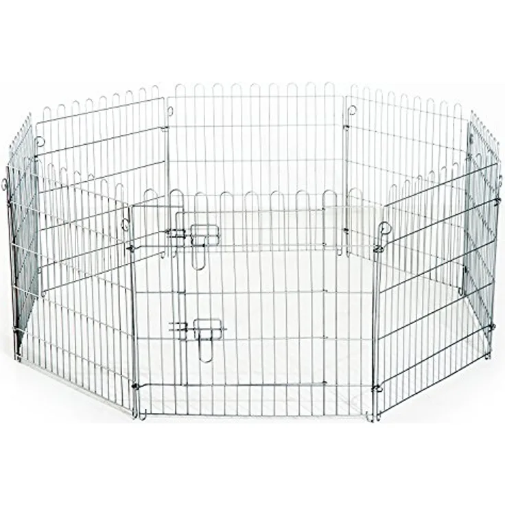 PawHut Freilaufgehege Welpenauslauf Welpenzaun Laufstall Welpengitter für Tiere 8-teilig B63 x H60 cm