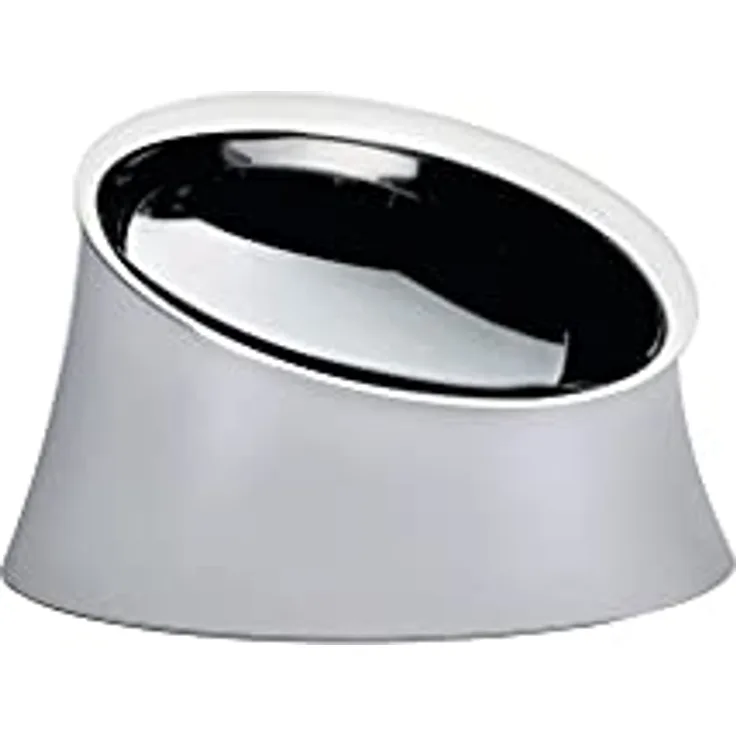 Alessi Wowl BM13/21 -Schüssel für Hunde, Design, Schräg zur Vereinfachung der Hundefütterung, Resin Thermoplastik und Edelstahl 18/10, 21 cm, Dunkelgrau