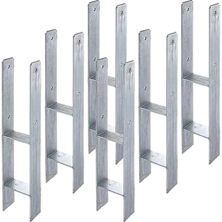 siwitec Pfostenträger H-Pfostenträger 600 x 71 mm, feuerverzinkt, 5 mm Materialstärke, 6er Pack, für Holzpfosten, zum Einbetonieren