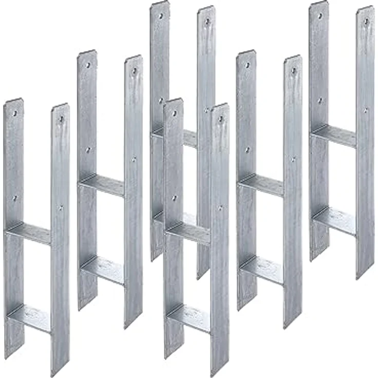 siwitec Pfostenträger H-Pfostenträger 600 x 71 mm, feuerverzinkt, 5 mm Materialstärke, 6er Pack, für Holzpfosten, zum Einbetonieren – Bild 1