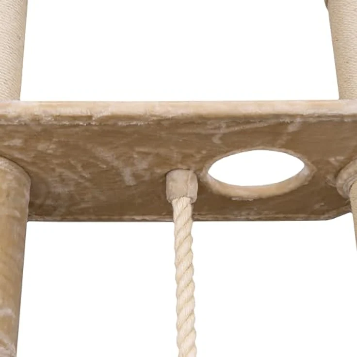 Happypet Kratzbaum Verbindungs-Set mit Liegemulde und Spielseil, bestehend aus zwei Platten aus Multiplex-Hartholz, beidseitig mit Plüsch bezogen, ideal zur Erweiterung von Kratzbäumen – Bild 6