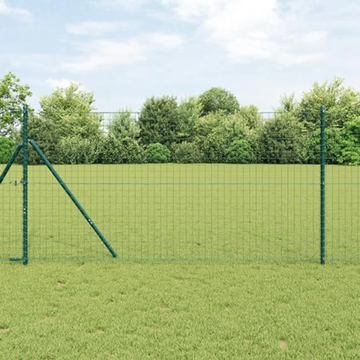vidaXL Zaunpfosten Set, 7 Stück grün, Ø32 mm, 170 cm, verzinkter Stahl, wetterbeständig und einfach zu montieren – Bild 2