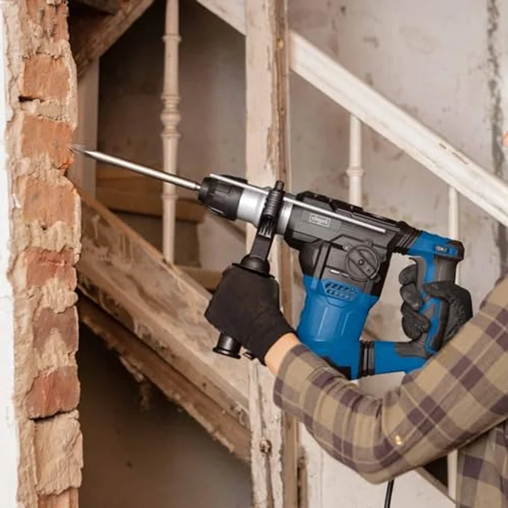 Scheppach Elektro-Bohrhammer DH1500 Plus 4in1 Funktion | 7 J Schlagkraft | 1500 W Motor | inkl. Zubehör, blau – Bild 8