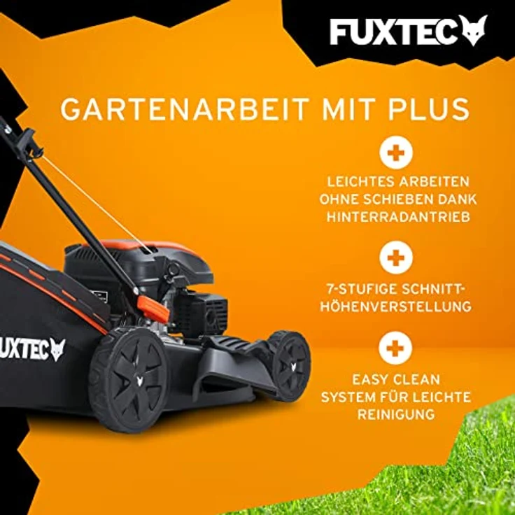 FUXTEC 4in1 Benzin Rasenmäher FX-RM5170-4PS/2,9kW | 51cm Schnittbreite & 7-stufige Höhenverstellung 25mm-75mm | 4-Takt Mäher mit Hinterradantrieb - 60L Grasfangkorb, Mulchfunktion & Seitenauswurf – Bild 4