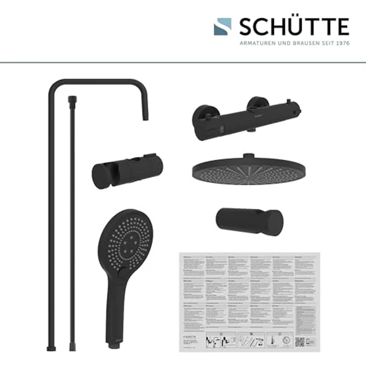 Schütte Duschsystem 'Adria', Thermostat schwarz, Handbrause mit 3 Strahlarten und knickfestem Brauseschlauch – Bild 7