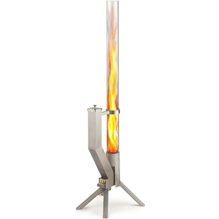 GARDENFLARE Feuerrohr – Edelstahl Feuersäule und Pelletfackel für Tolles Ambiente-Feuer (Silber)