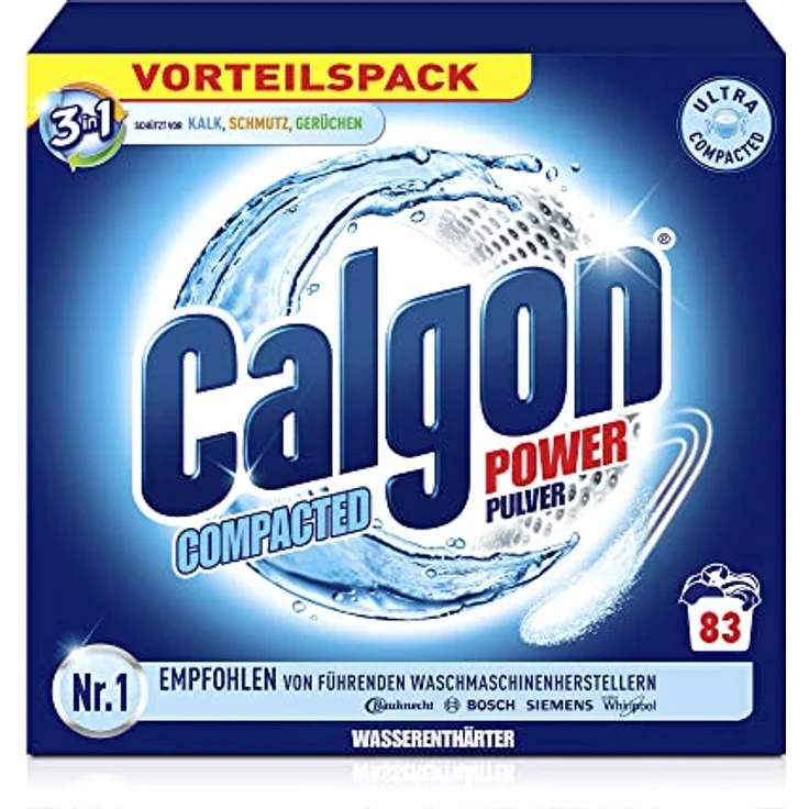 Calgon 3in1 Power Pulver – Wasserenthärter gegen Kalkablagerungen und Schmutz in der Waschmaschine – Beugt unangenehmen Gerüchen vor – 1 x 2,5 kg – Bild 2