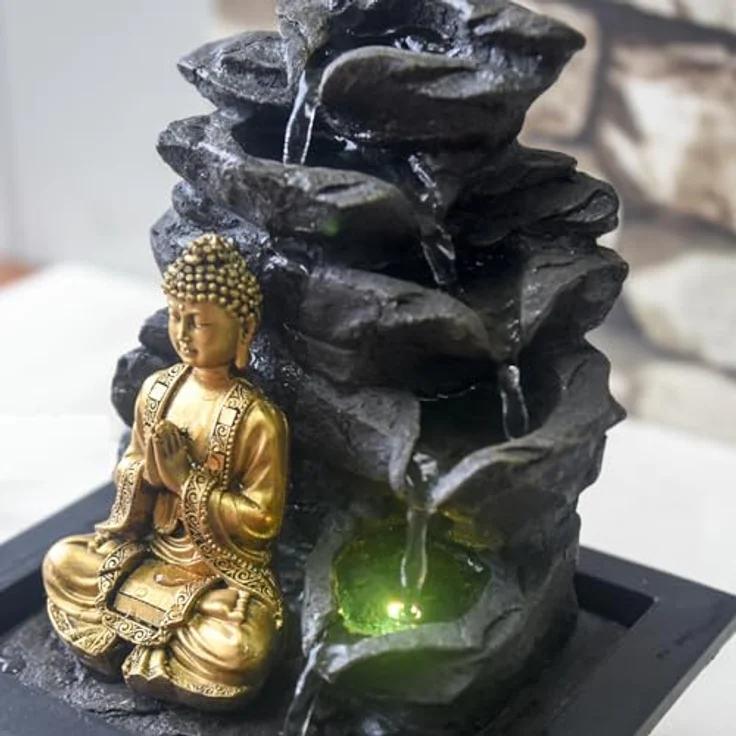 Zen'Light Shira Zimmerbrunnen mit Pumpe und LED-Beleuchtung, Kunstharz, Einheitsgröße – Bild 16