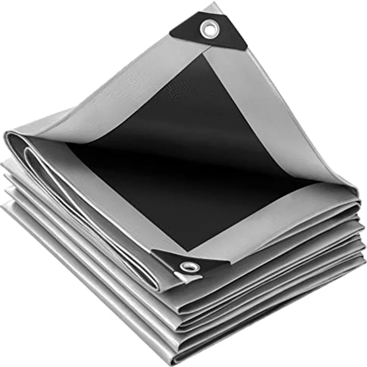 WOLTU Abdeckplane 2x3m wasserdicht, 280 g/m² PE Schutzplane Gewebeplane mit Ösen, UV stabil reißfest LKW Plane, Mehrzweck Abdeckung für Gartenmöbel Holz Pool Trampolin Auto, Grau-Schwarz - Preisvergleich