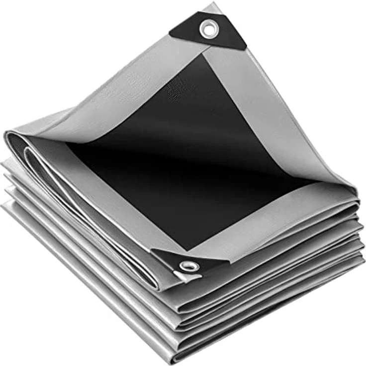 WOLTU Abdeckplane 2x3m wasserdicht, 280 g/m² PE Schutzplane Gewebeplane mit Ösen, UV stabil reißfest LKW Plane, Mehrzweck Abdeckung für Gartenmöbel Holz Pool Trampolin Auto, Grau-Schwarz - Preisvergleich – Bild 1