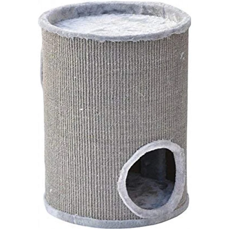 nanook Kratztonne Sisaltonne Kratzturm Kratzbaum Condo mit Spielball, Plüsch und Sisal, grau 50 cm – Bild 2