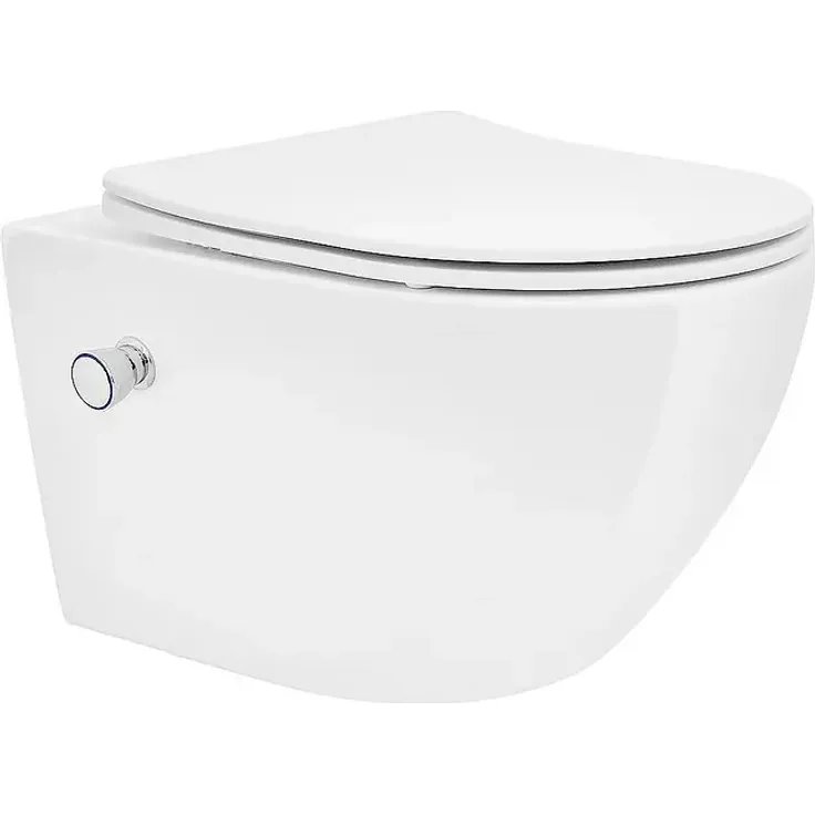 LuxeBath Wand-WC, spülrandlos mit Bidet-Funktion und Tornadospülung, weiß