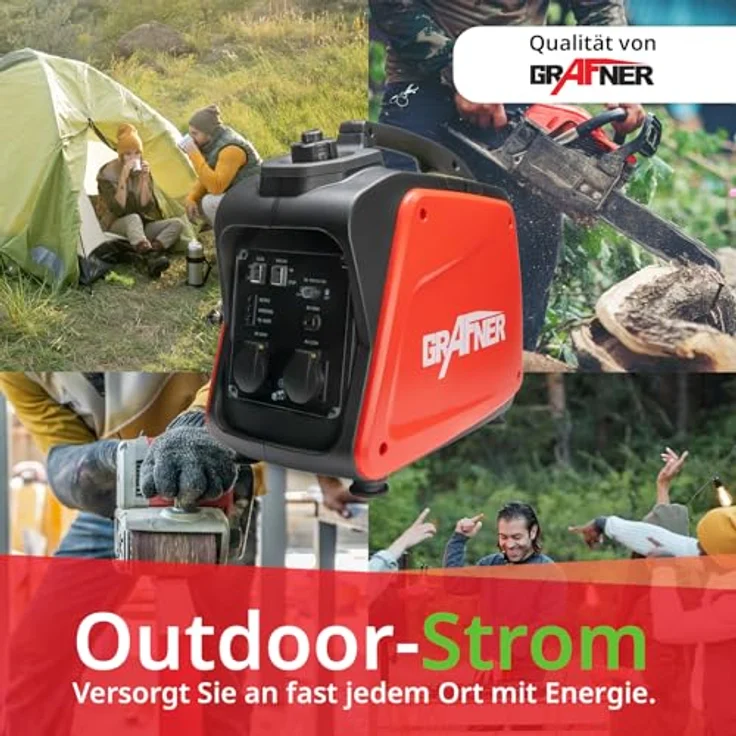 Grafner Stromerzeuger Inverter Generator 2200 W, Benzinbetrieb 4 Takt, Invertertechnologie, leicht robust, digitaler Notstrom Aggregat – Bild 3