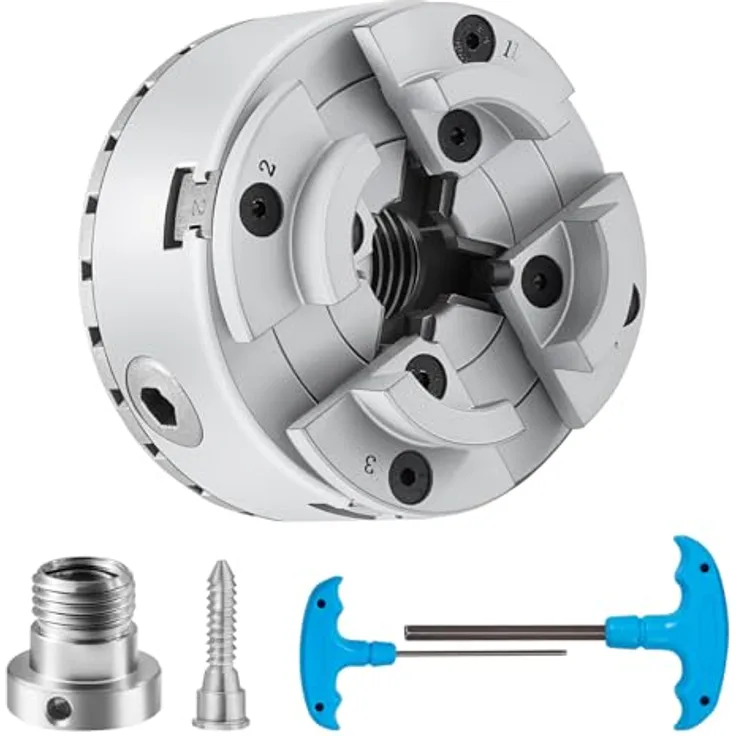 VEVOR KP2-3/4 Drehbankfutter 4-Backen φ70mm, Klemmbereich 30–47mm, Innengewinde 1x8 TPI, präzise Ausrichtungsgenauigkeit ≤0,3mm