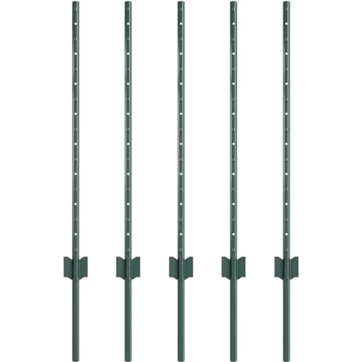 vidaXL Zaunpfosten U-Kanal 5er Set, grün, 80 cm, wetterfester Stahl für stabile Außenbarrieren – Bild 1