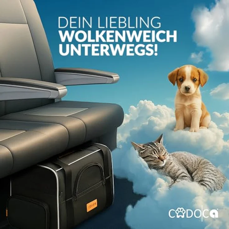 Cadoca Tiertransportbox, faltbare Transporttasche für Hunde und Katzen, anthrazit, mit wendbarem Liegekissen und integriertem Sonnen- und Regenschutz – Bild 9