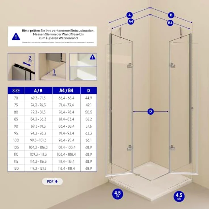 i-flair Eck-Duschkabine DK19, 75x85x180 cm, 6 mm Sicherheitsglas mit Nanobeschichtung und verchromten Türgriffen – Bild 3