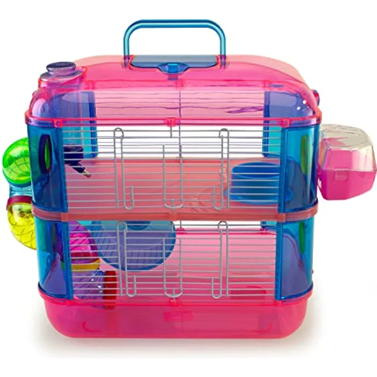 Arquivet Tenerife Kleiner Nagerkäfig für Hamster, Mäuse, Kleintiere, robuster Kunststoff, Zwei Etagen zum Spielen, 40 x 26 x 40 cm