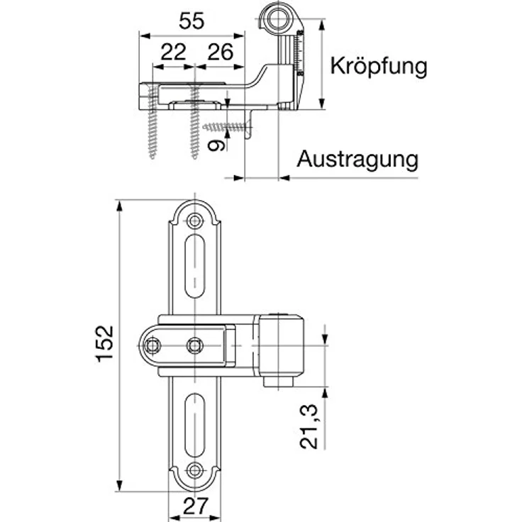 Maco RUSTICO Ladenkreuzband BLR, gekröpft, Gr. 2, verstellbar, schwarz (56970) – Bild 2