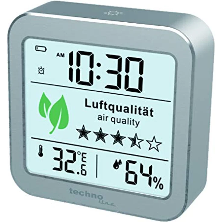 technoline WL1020 Luftgütemonitor zur Überwachung der Raumluftqualität, Nachfolger des WL1005, Temperaturanzeige, Luftfeuchteanzeige, Alarm bei schlechter Luftqualität, silber, weiß – Bild 2
