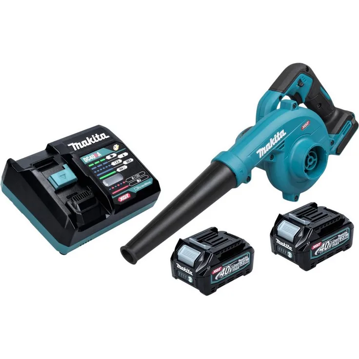 Makita Akku-Laubbläser UB 002 GD201, 40 V max. mit 2x 2,5 Ah Akku und Ladegerät, kompakt und leistungsstark