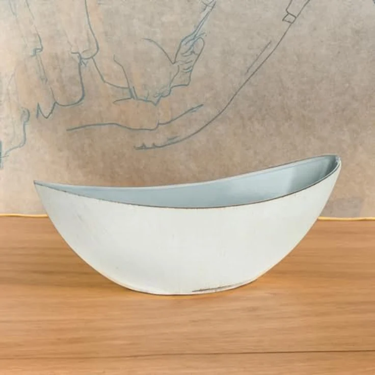 matches21 HOME & HOBBY Ovale Pflanzschale für draußen - große Schiff Deko-Schale in Vintage Creme-weiß als Blumen-Topf Pflanztopf - 55 cm Jardiniere für Garten Balkon oder Friedhof als Grab-Schmuck – Bild 5