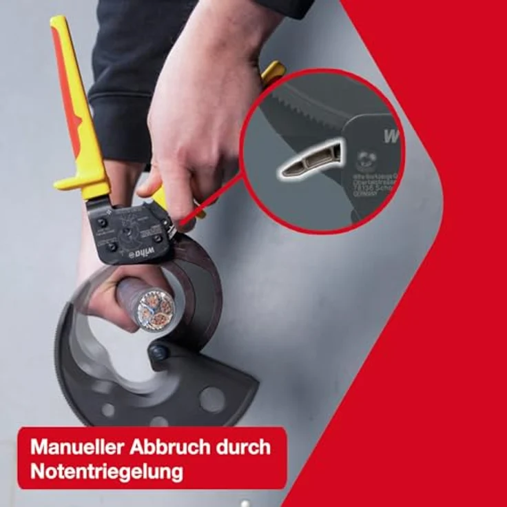 Wiha Seitenschneider Kabelschneider (46675), Ratschenkabelschneider für Cu- und AI-Kabel, bis 500 mm², isoliert, gelb/schwarz – Bild 4