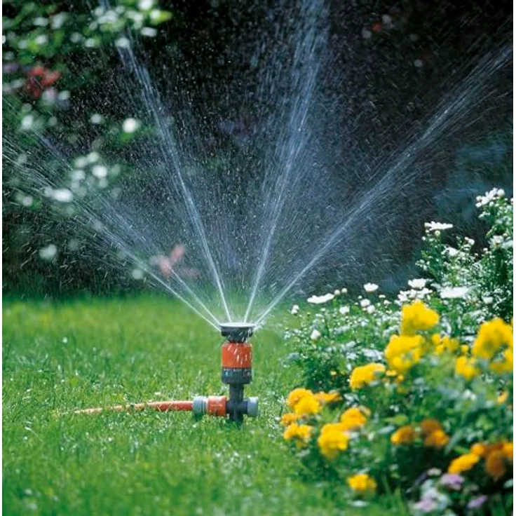 GARDENA Comfort-Kreisregner Vario: Sprühregner für gleichmäßige Beregnung, für Flächen bis 225m², Wurfweite 8.5 m, 7-stufige Sektoreneinstellung von 90 Grad - 360 Grad, stabiler Metall-Spike (1949-20) – Bild 4