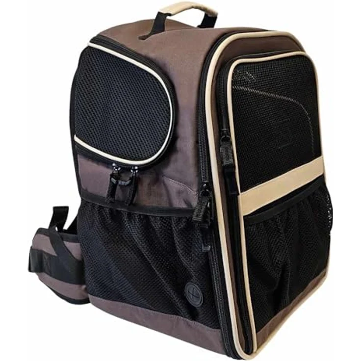 Nobby Rucksack Extend braun 32 x 28 x 41 cm, strapazierfähige Mikrofaser, abwaschbar, für bis ca. 10 kg, mit drei Utensilienfächern inkl. Kotbeutelspender, mit Karabiner und herausnehmbarem Boden, ausklappbare Seitenteile wandeln Rucksack in Box um, mit Reflektorstreifen – Bild 1
