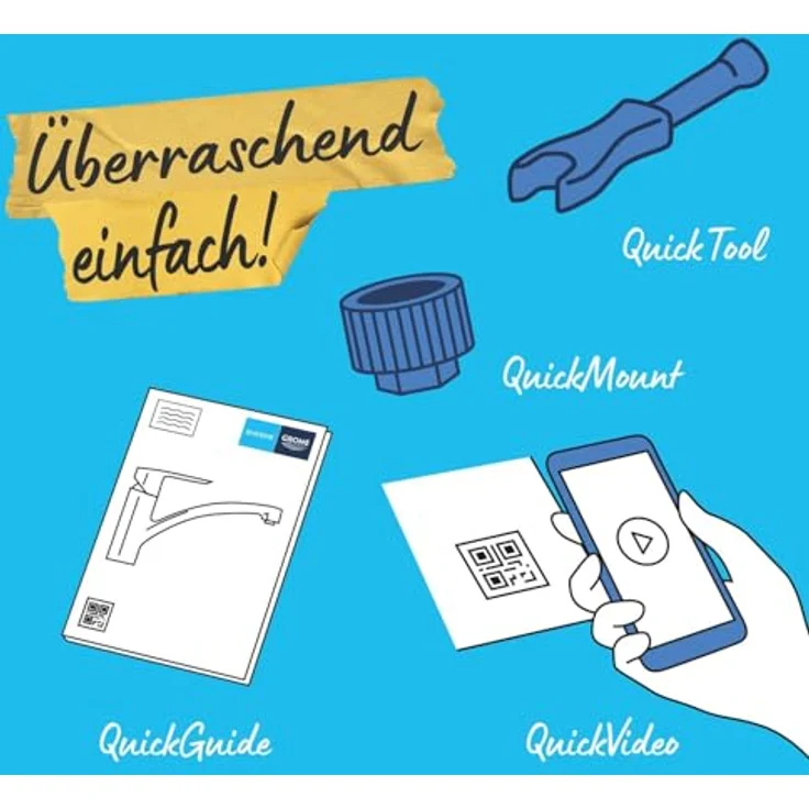 Grohe Start Einhand-Küchenarmatur herausziehbar mit flachem Auslauf, temperaturbegrenzt, Mattschwarz – Bild 9