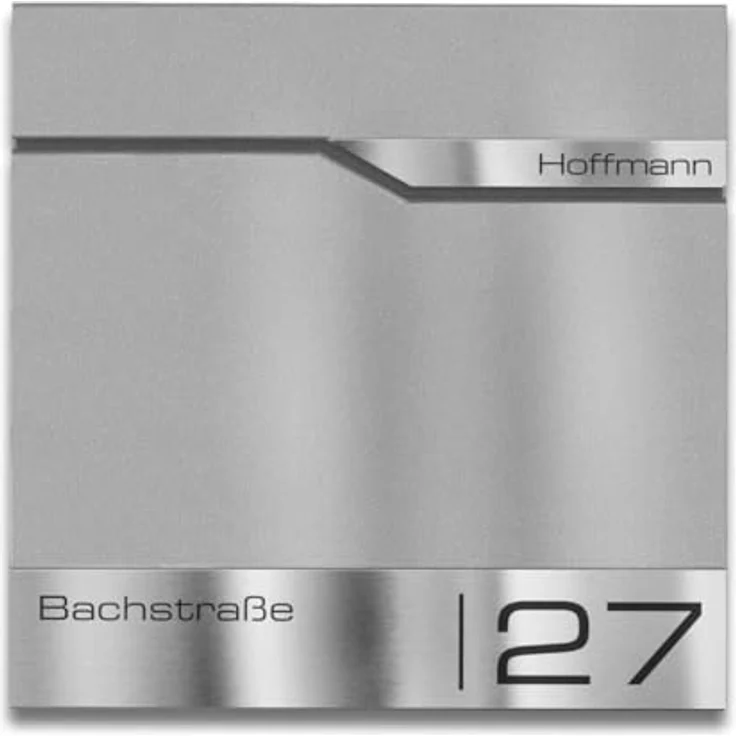 Metzler® Wandbriefkasten Graualuminium mit Zeitungsfach, personalisiert mit Lasergravur, rostfreies Edelstahl-Namensschild & Hausnummer, austauschbare Gravurplatte, 10 Jahre Ersatzteile – Bild 1