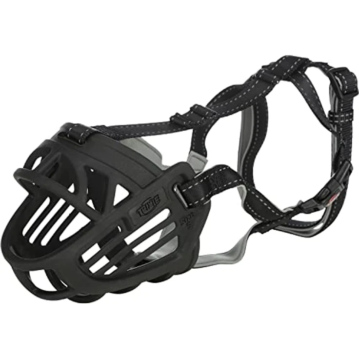 TRIXIE Maulkorb, Maulkorb Trixie Schwarz Schwarzweiß L/XL 30 cm, Nylon, Größe L/XL 30 cm – Bild 4