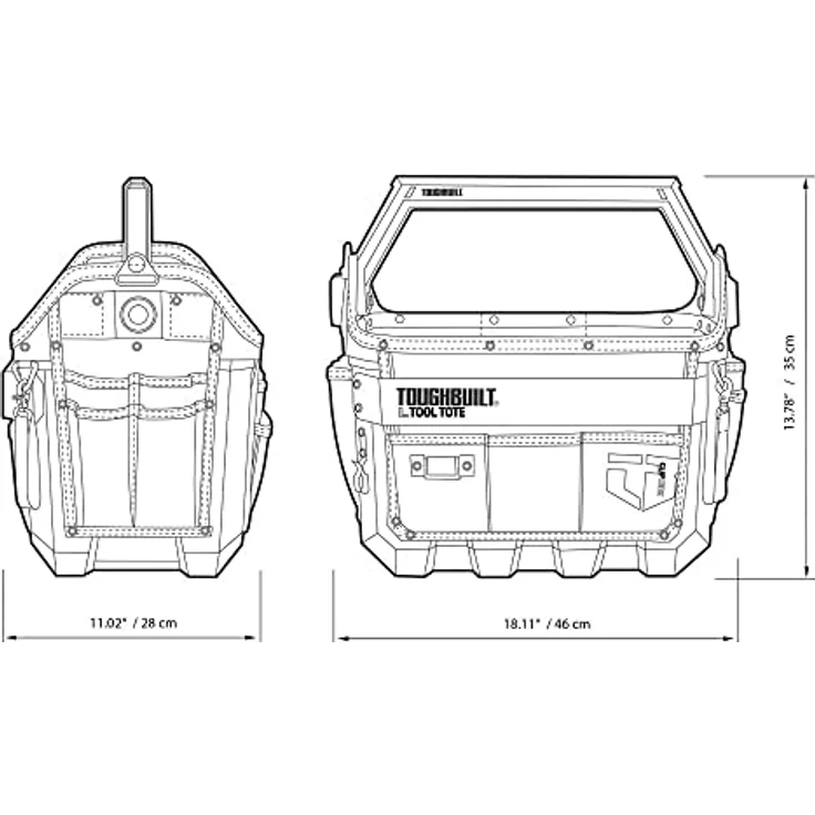 ToughBuilt Large Tool Tote, strapazierfähige Werkzeugtasche mit Hartschalenkonstruktion, wasserdichtem Boden und flexiblen Außentaschen – Bild 9
