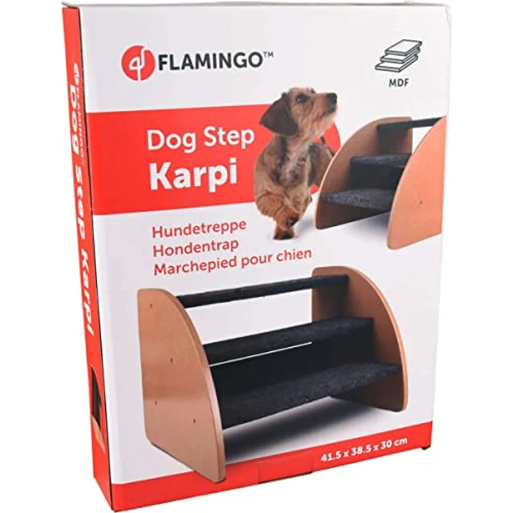 Flamingo Hundetreppe KARPI Grau, MDF, 41,5x38,5x30CM – Bild 2