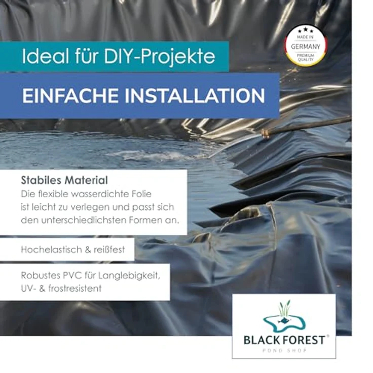 PVC Teichfolie schwarz in einer Stärke von 1.50 mm, Maß 8 x 8 m. – Bild 7