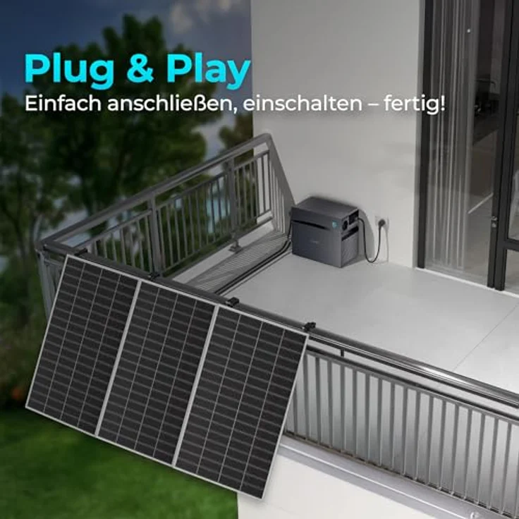 SUNSHARE Ray Lite 800W Komplettset, 2 kWh Stromspeicher mit Halterung, modulare Solarlösung in Silber – Bild 2