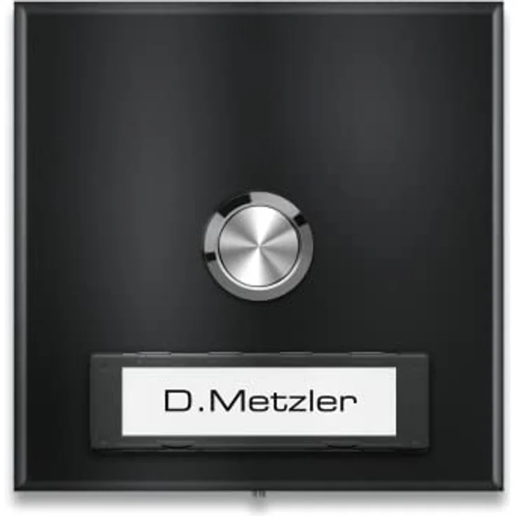 Metzler Funk-Türklingel Edelstahl V2A in RAL 9005 Tiefschwarz - hohe Reichweite, flach, Funkklingel mit austauschbarem Namensschild – Bild 2