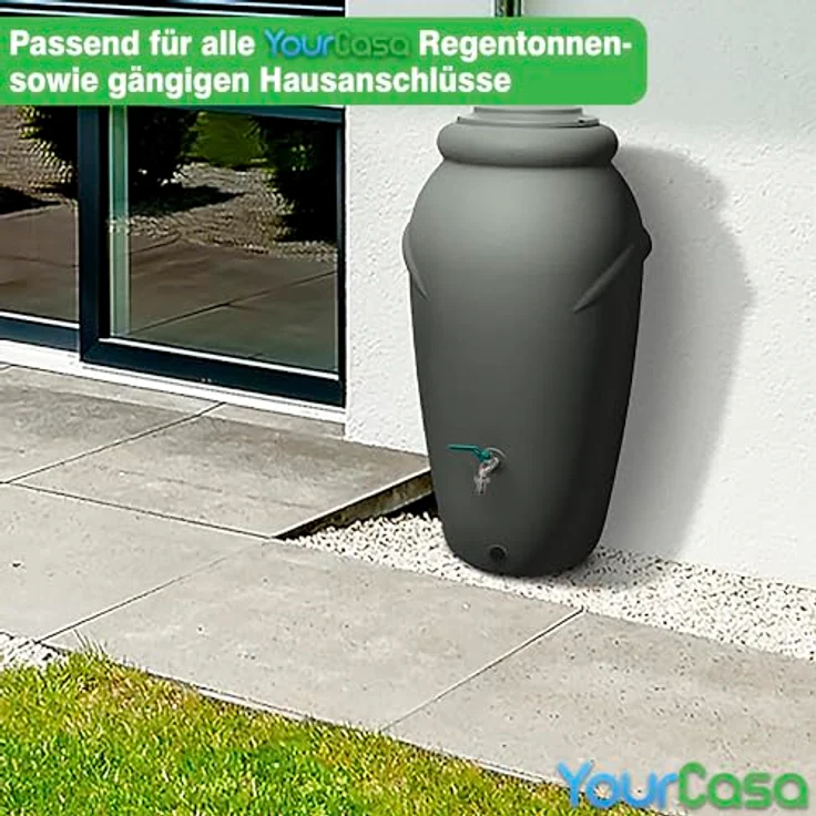 YourCasa® Wasserhahn Garten 1/2 Zoll & 3/4 Zoll aus Messing inkl. Schlauchanschlss & Dichtband - Wasserhahn Aussen Kugelhahn 1/2 Zoll Frostsicher - Garten Wasserhahn Auslaufhahn Regentonne (grün) – Bild 3