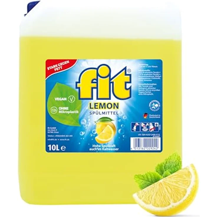 FIT fit Spülmittel Lemon 10L - Stark gegen Fett, hautverträglich und sparsam im Verbrauch – Bild 2