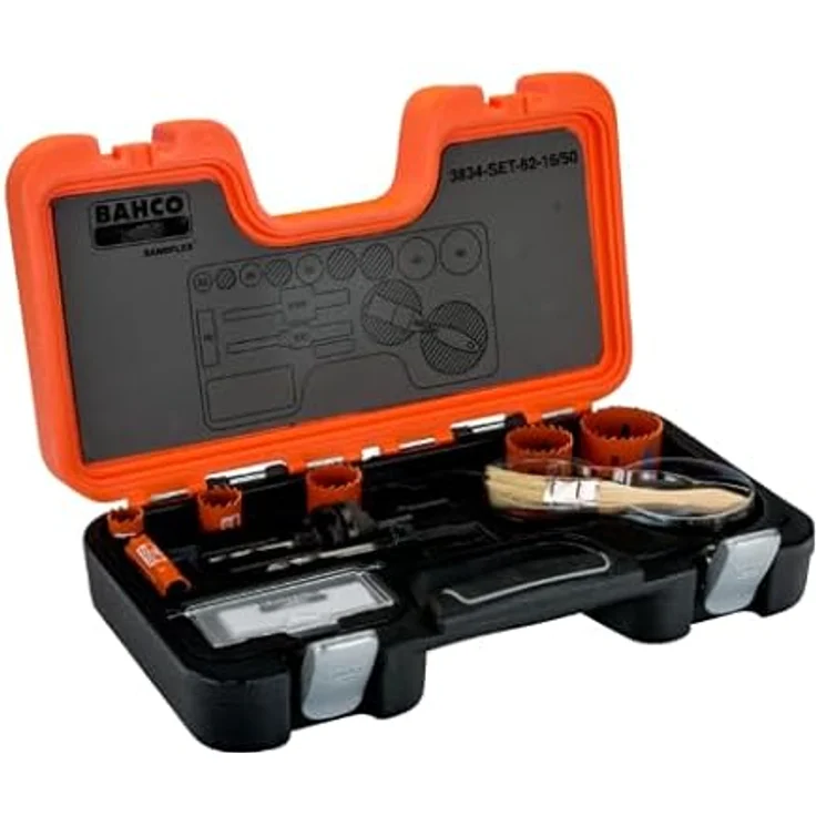 Bahco Bimetall Lochsägen Satz 9 tlg. EU Standardgrößen im Koffer 3834-62-16/50 für Elektroinstallationen – Bild 2