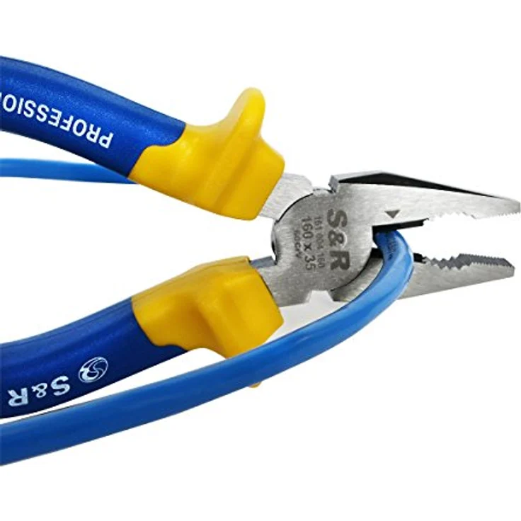 S&R Kombizange 160 mm, Cr-V mit 2-Komponentengriffen, gummiert, induktiv gehärtet – Bild 5