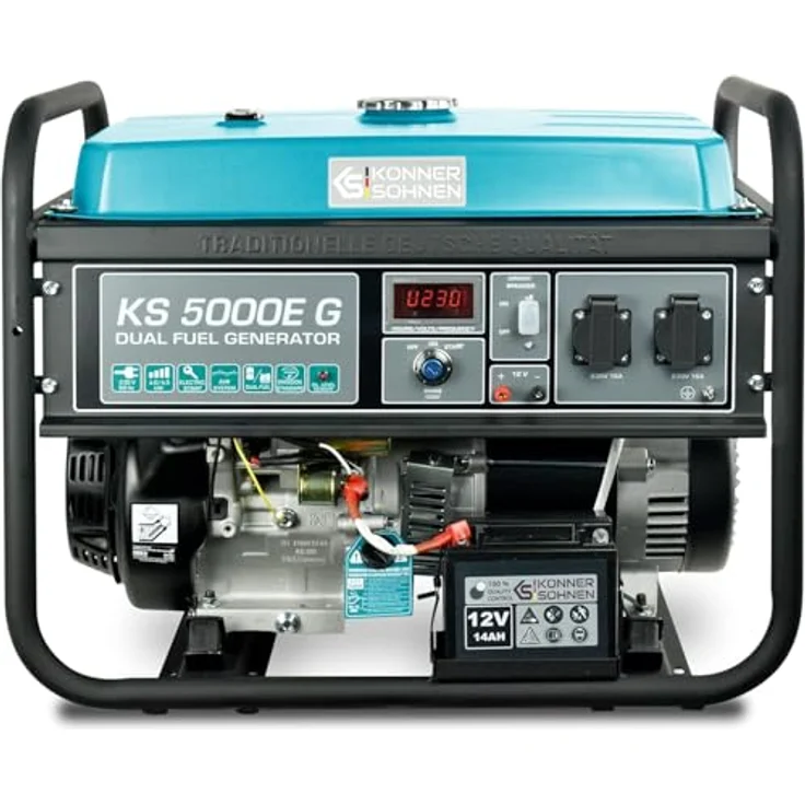 Könner & Söhnen KS 5000E G, 4500 W Gas- und Benzin-Generator mit Elektro- und Handstart, inkl. 2 Druckminderern, 25 L Tank, lange Laufzeit 17 Std. – Bild 9