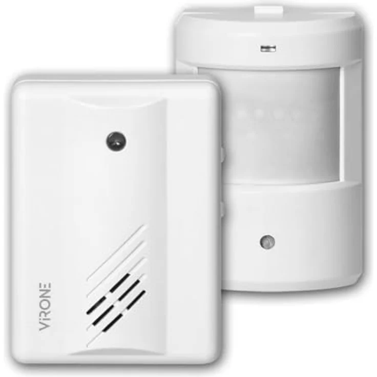 Virone Drahtloser PIR-Sensor mit 32 einstellbaren Klingeltönen, Lautstärkeregelung, 140° Erfassungswinkel, batteriebetrieben – Bild 2