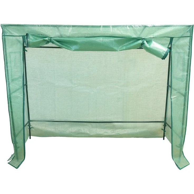 NATIV Tomatengewächshaus 200x77x169 cm, Foliengewächshaus mit 2 Fenstern, 0,4mm Stahlrohr, grün