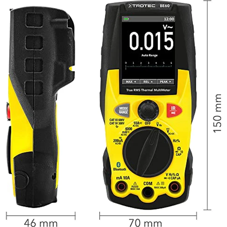 TROTEC True-RMS-Multimeter mit Wärmebildkamera BE60, digitales Multifunktionsmessgerät, integrierte LED-Lampe – Bild 2