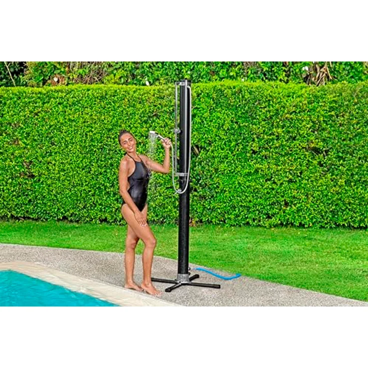 BESTWAY Gartendusche Solarflow 20 Liter, anthrazit, mit verstellbarem Duschkopf und Temperaturregler – Bild 3