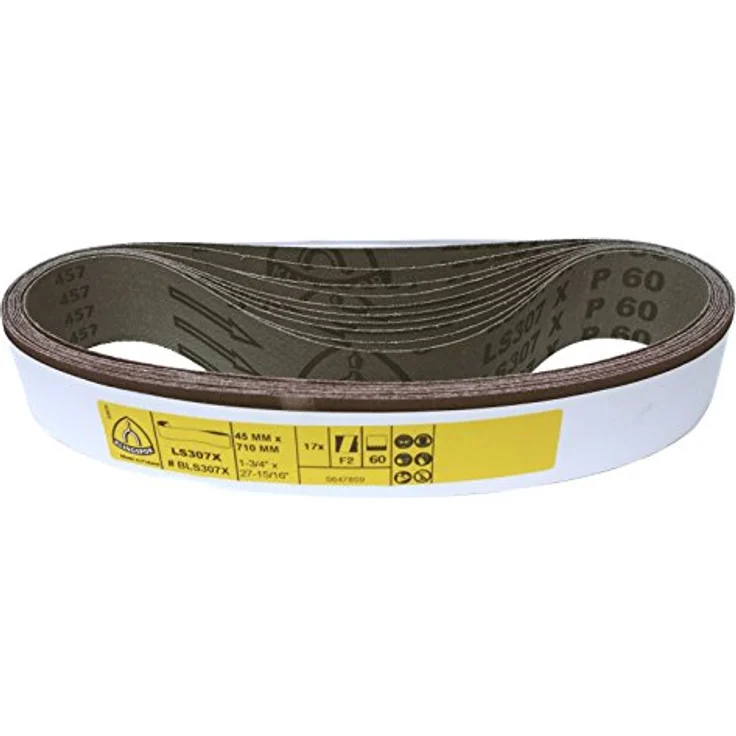 Klingspor Schleifband LS307X, 45 x 800 mm, Körnung P100, 10 Stück, reißfeste halbflexible Gewebeunterlage für Holz & Metall, Industriequalität – Bild 2