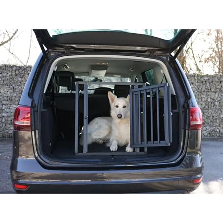 Kerbl Pet Alu-Transportbox Vacation, eintürig, Aluminium-Hundebox mit Antirutsch-Teppich, Graphit, 77x55x50cm, optimale Passform für Kofferraum – Bild 5