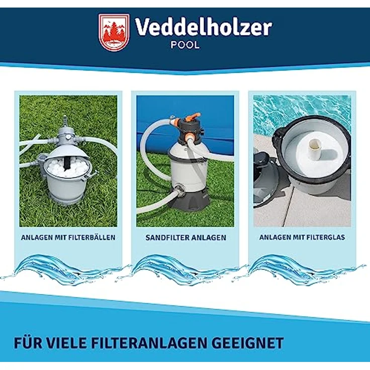Veddelholzer Flockmittel für Pools, 1 kg Flockungsmittel in Kartuschen (8 x 125g) für Sand- und Glasfilteranlagen, effektive Poolpflege für klares Wasser – Bild 4